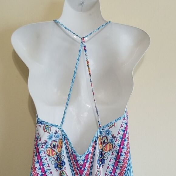 Pink Owl Blue Maxi Dress Sz small - Picture 7 of 11
